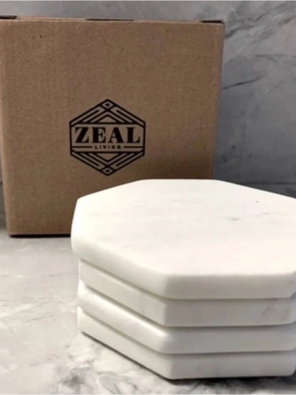 White Marble Octagon Coasters - Set of 4 are NWT